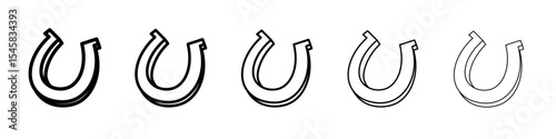 lucky horseshoe icon thin outline logo mark set