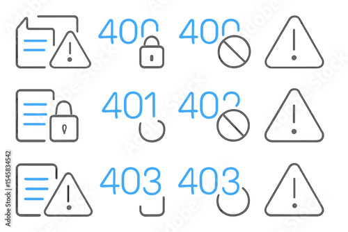 Error icons and symbols on digital metal background