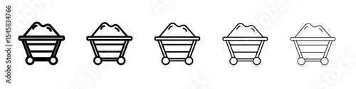 Mining Cart icon thin outline logo mark set