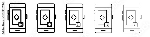 Mobile casino icon thin outline logo mark set