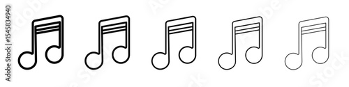 music note icon thin outline logo mark set