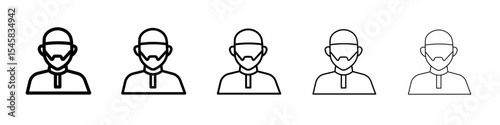 muslim man icon thin outline logo mark set