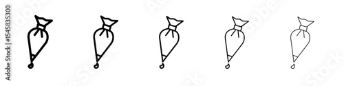 Pastry bag icon thin outline logo mark set