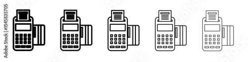pos terminal icon thin outline logo mark set
