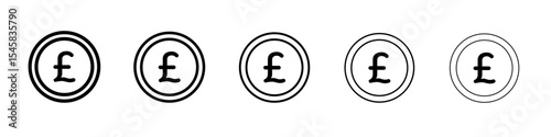 Pound icon thin outline logo mark set