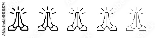 Pray icon thin outline logo mark set