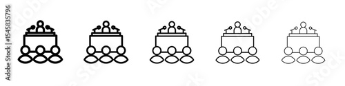 Press conference icon thin outline logo mark set