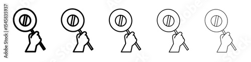 Protest banner in hand icon thin outline logo mark set