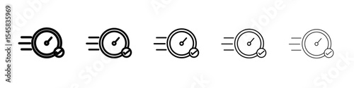 Quick approval icon thin outline logo mark set