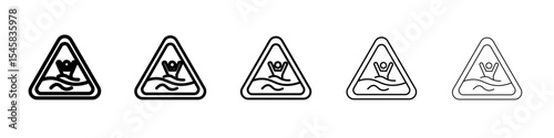 Quicksand and Mud Danger Sign icon thin outline logo mark set