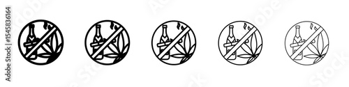 Quitting bad habits icon thin outline logo mark set