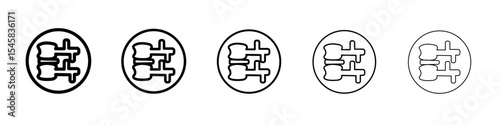 Radiculopathy radicular syndrome icon thin outline logo mark set