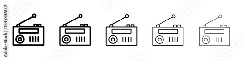 radio icon thin outline logo mark set