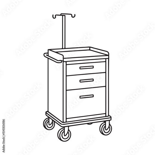Medical Cart Hospital Equipment Healthcare Trolley Storage Vector Illustration