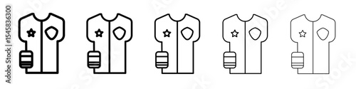 Reflective Police Vest icon thin outline logo mark set