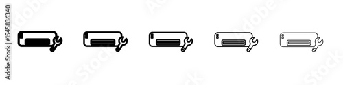 Repair air conditioner icon thin outline logo mark set