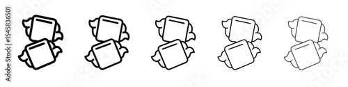 Riccioli pasta icon thin outline logo mark set