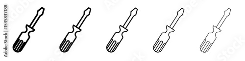 Screwdrive icon thin outline logo mark set