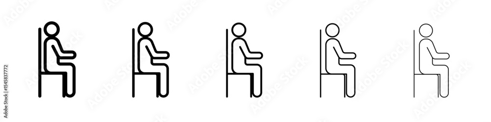 sitting icon thin outline logo mark set sitting icon thin outline logo mark set