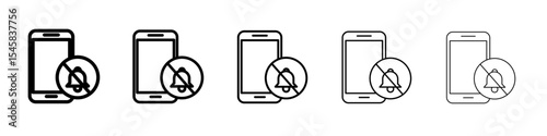 silent phone icon thin outline logo mark set