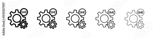 SME, small and medium enterprise icon thin outline logo mark set