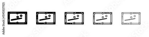 Snooker icon thin outline logo mark set