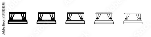 Stage icon thin outline logo mark set