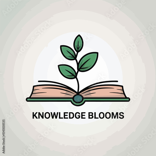 Open Book Green Plant Sprout Knowledge Growth Concept