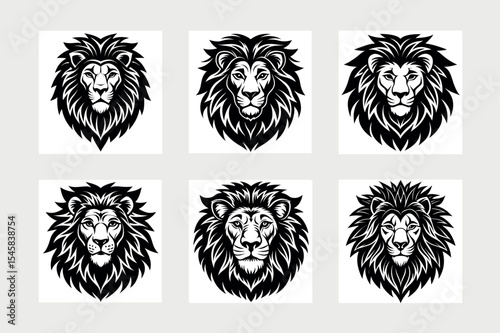  Lion head logo vector illustration.