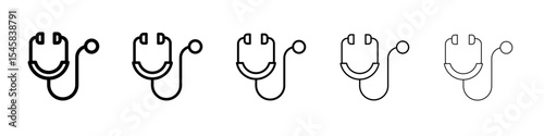 stethoscope icon thin outline logo mark set