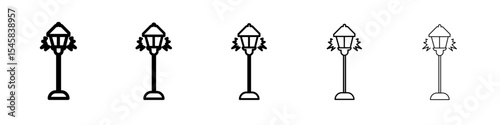 Street lighting icon thin outline logo mark set