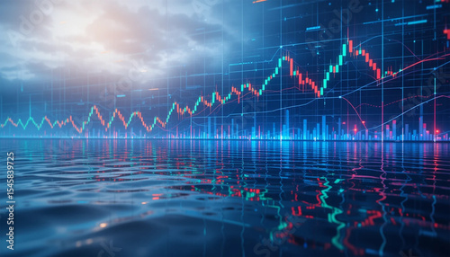 trading chart and reflection