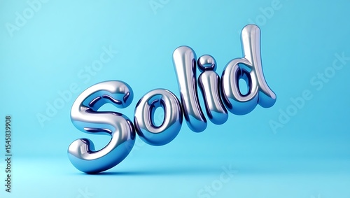 Stylish metallic word Solid on a light blue background showcases modern design trends