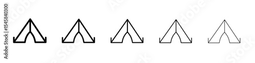 Tent icon thin outline logo mark set