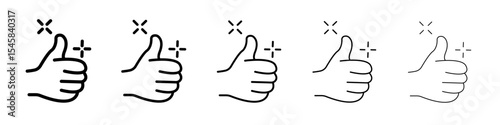 Thumbs Up icon thin outline logo mark set