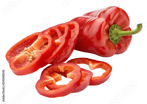 Red bell pepper slices fresh vegetable ingredient for cooking recipes food photography and healthy eating