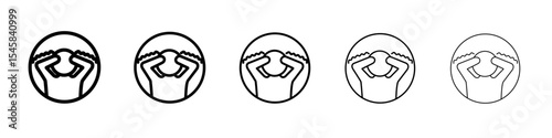 Trembling icon thin outline logo mark set