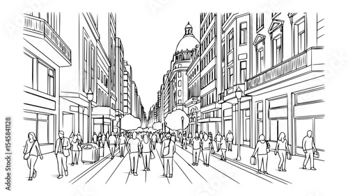 Line Art of Calle Florida, Buenos Aires