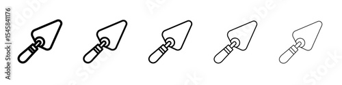 Trowel icon thin outline logo mark set
