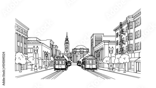 Line Art of Khao San Road, Bangkok