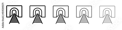 Tunnel mining industry icon thin outline logo mark set