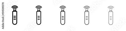 Ultrasonic face skin scrubber icon thin outline logo mark set
