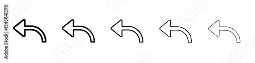 Undo arrow sign icon thin outline logo mark set