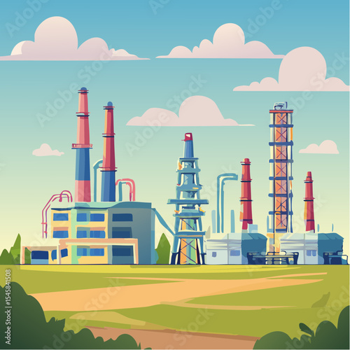 Oil refinery industry under cloudy sky