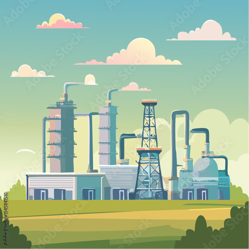 Oil refinery industry under cloudy sky