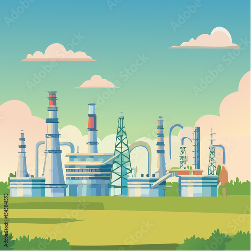 Oil refinery industry under cloudy sky