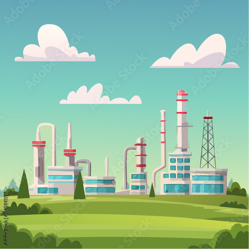 Oil refinery industry under cloudy sky
