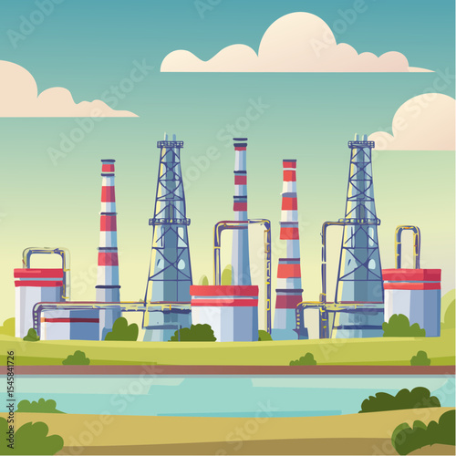 Oil refinery industry under cloudy sky