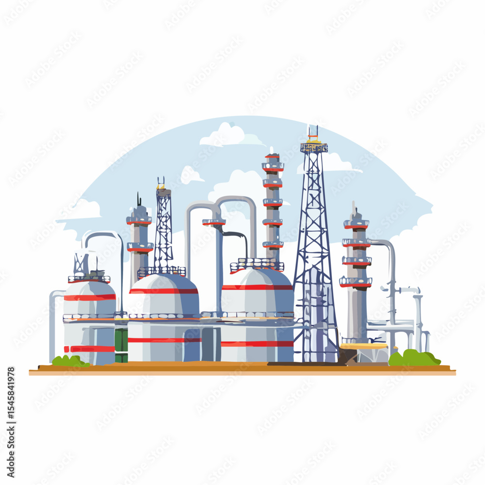 Obraz premium Oil refinery industry under cloudy sky
