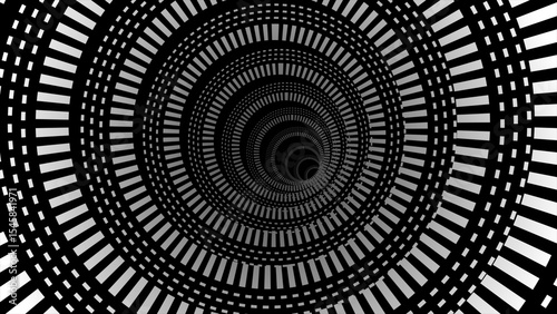 hi-tech digital White and Black tunnel background, futuristic tunnel background
